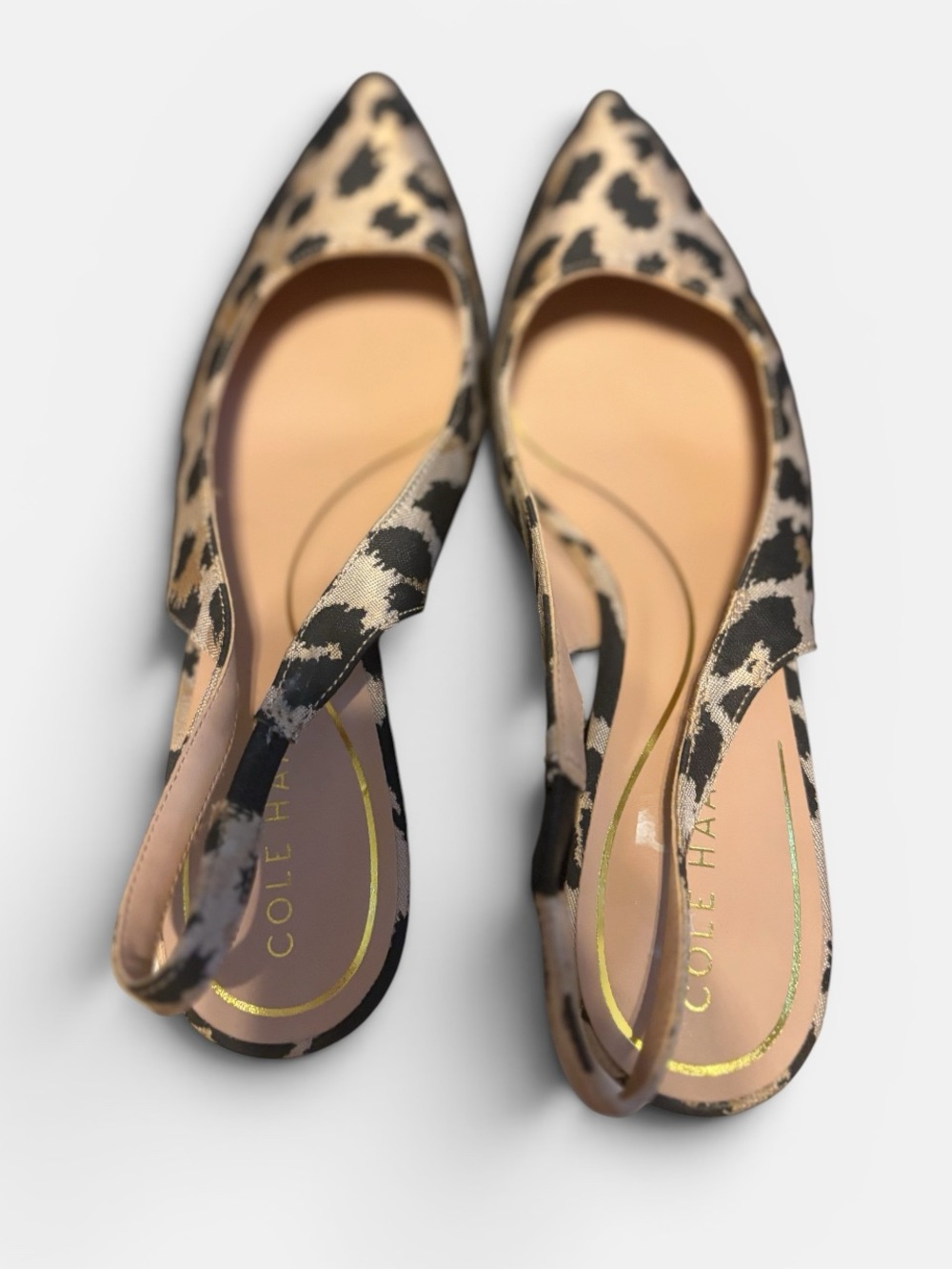 Cole Haan Leopard-Print Pointed Slingback Flats - Beige/Black